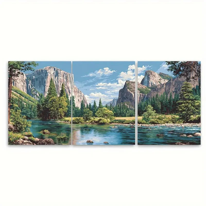 3pcs Yosemite Mountain Landscape Wall Art Set Canvas Framed 40x60cm - High Quality Print 100% Australian Made Wall Canvas Ready to Hang