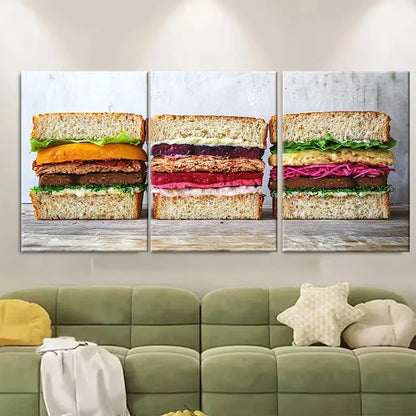 3pcs Sandwich Travel Print Metal Print Ready to Hang Art