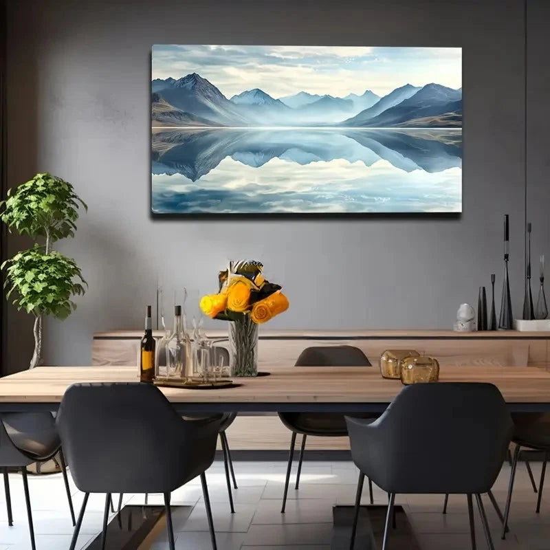 Serene Landscape & Lake Wall Art canvas office home room framed 120x60cm - Bella Home Decor