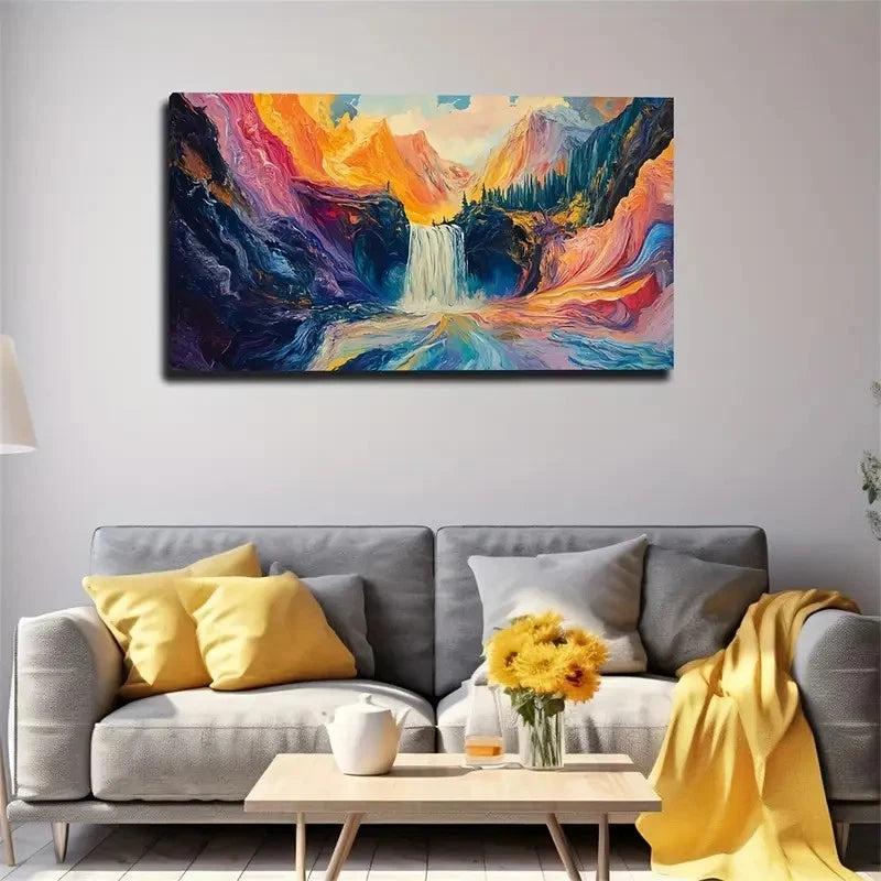 Magical Waterfall Enchanting Wall Art Canvas Office Home Room Framed 120x60cm