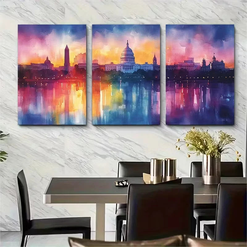 3pcs Washington DC Skyline Metal Print Ready to Hang Art