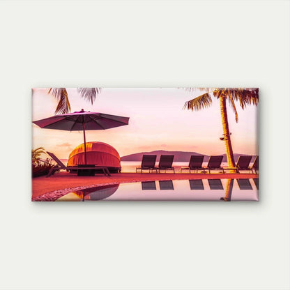Luxury Beach Resort at Sunset Wall Art Canvas Office Home Room Framed 120x60cm
