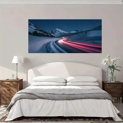 Night Road Mountain Modern Wall Art Canvas Office Home Room Framed 120x60cm