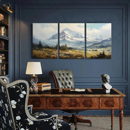 3pcs Mountain Landscape Snowy Peaks Forest Scenery Metal Print Ready to Hang Art - Bella Home Decor