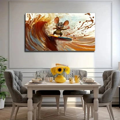 A Surfing Mouse Decoration Wall Art Canvas Office Home Room Framed 120x60cm