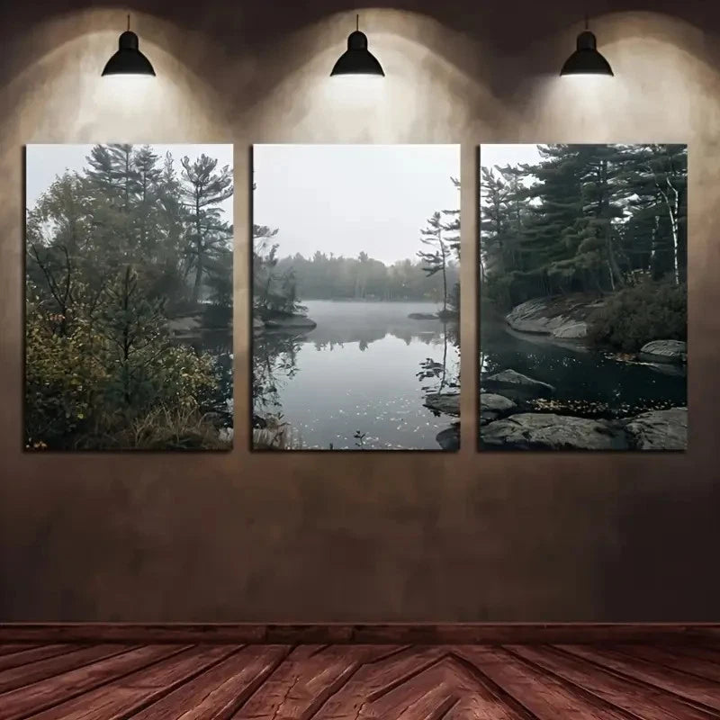 3pcs -Quanai Lake View Natural Landscape Metal Print Ready to Hang Art - Bella Home Decor