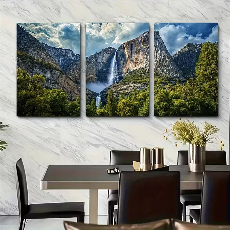 3pcs Yosemite Falls Art Elegant Metal Print Ready to Hang Art