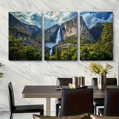 3pcs Yosemite Falls Art Elegant Metal Print Ready to Hang Art