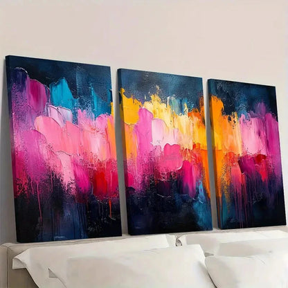 3pcs Colorful Abstract beauty d Wall Art Set Canvas Framed 40x60cm - High Quality Print 100% Australian Made Wall Canvas Ready to Hang - Bella Home Decor