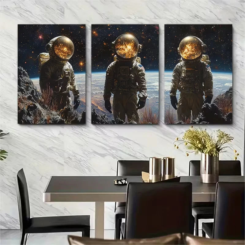 3pcs Surreal Space Travel Metal Print Ready to Hang Art