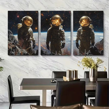 3pcs Surreal Space Travel Metal Print Ready to Hang Art