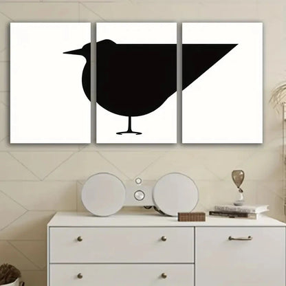 3pcs Black and White Abstract Bird Metal Print Ready to Hang Art - Bella Home Decor