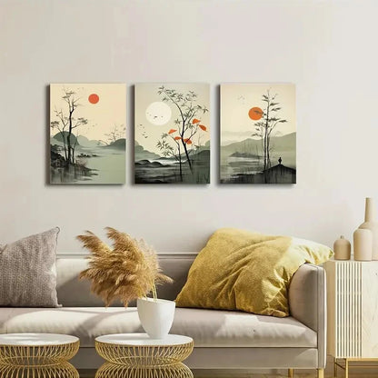 3pcs landscape oil painting Metal Print Ready to Hang Art