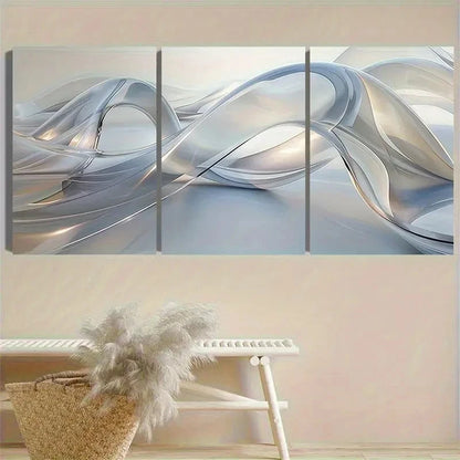 3pcs Futuristic Silvery Car Design Wall Art Set Canvas Framed 50x70cm - High Quality Print 100% Australian Made Wall Canvas Ready to Hang - Bella Home Decor