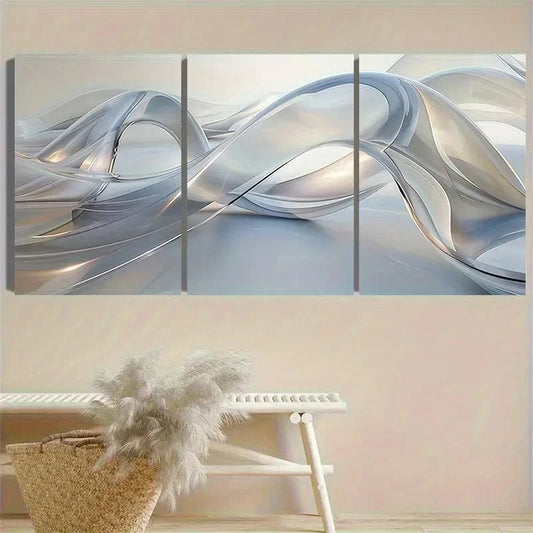 3pcs Futuristic Silvery Car Design Wall Art Set Canvas Framed 50x70cm - High Quality Print 100% Australian Made Wall Canvas Ready to Hang