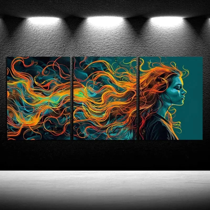 3pcs Rotating Shadows and Flickering Flames Metal Print Ready to Hang Art - Bella Home Decor