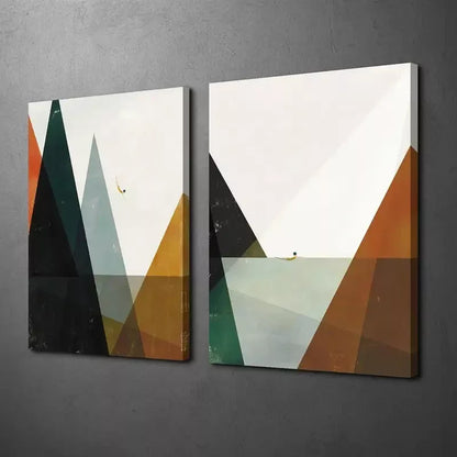 2pcs Minimalist Geometric, Nordic Style Abstract Canvas Framed 50x75cm - High Quality Print 100% Australian Made Wall Canvas Ready to Hang - Bella Home Decor
