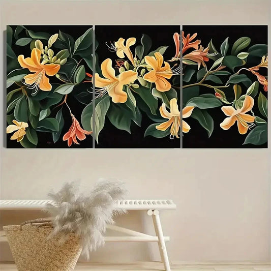 3pcs Honeysuckle Country Flower Cottagecore Metal Print Ready to Hang Art