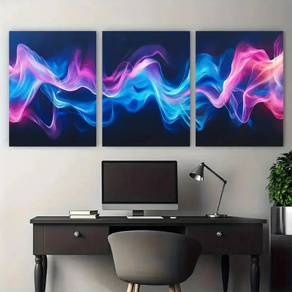 3pcs Abstract Sound Waves in Gradients Design Wall Art Set Canvas Framed 40x60cm - High Quality Print 100% Australian Made Wall Canvas Ready to Hang - Bella Home Decor