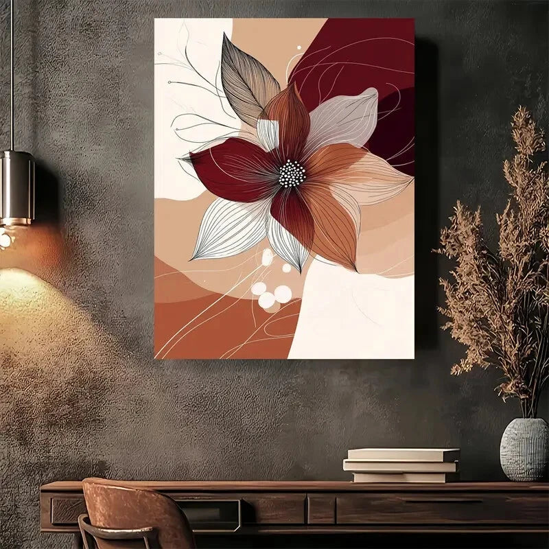 Beautiful Abstract Floral Modern Vintage Painting 40x60cm Metal Print Ready to Hang - Bella Home Decor
