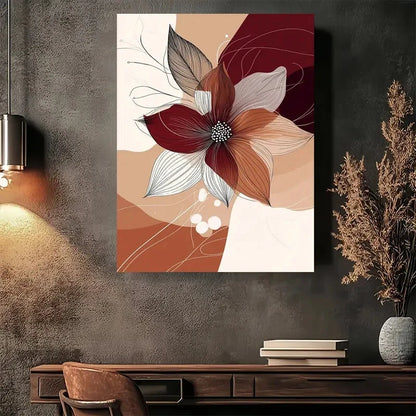 Beautiful Abstract Floral Modern Vintage Painting 40x60cm Metal Print Ready to Hang - Bella Home Decor