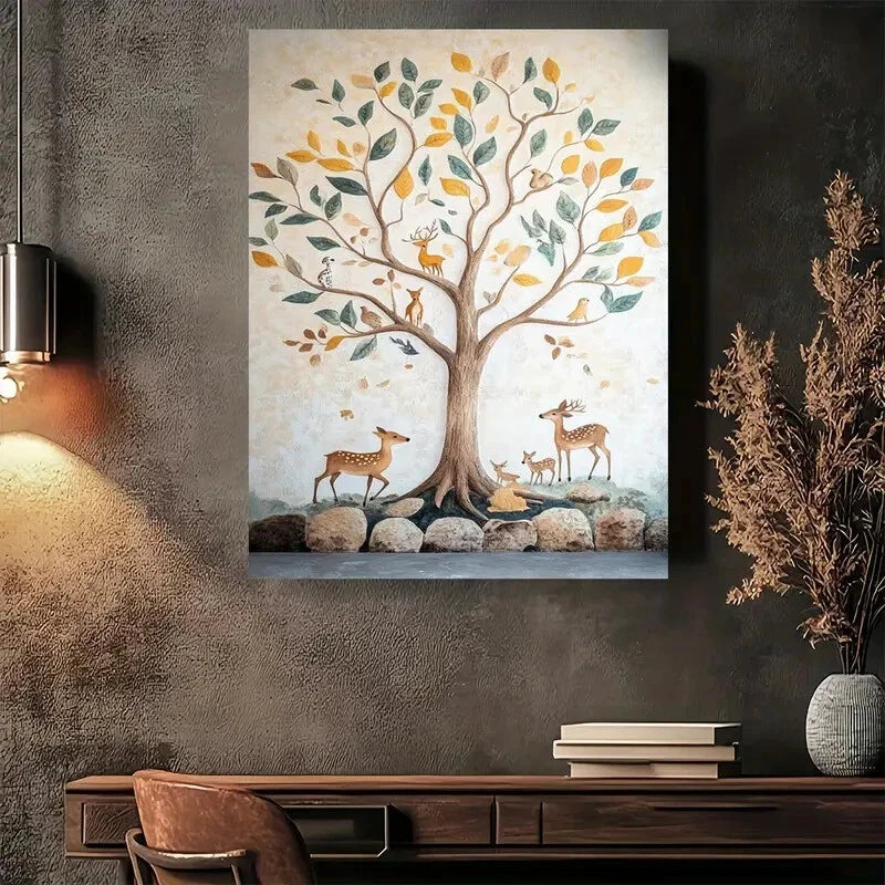 Beautiful Nature Harmony In Every Leaf Painting 40x60cm Metal Print Ready to Hang - Bella Home Decor