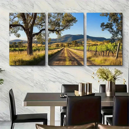 3pcs Hunter Valley Australian i   Wall Art Set Canvas Framed 50x70cm - High Quality Print 100% Australian Made Wall Canvas Ready to Hang