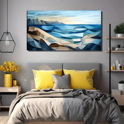 Abstract Ocean And Beach Wall Art Canvas Office Home Room Framed 120x60cm