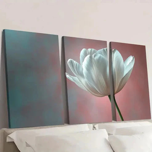 3pcs Dainty Tulip Artwork Soft Pastel KL Wall Art Set Canvas Unframed - High Quality Print 100% Australian Made Wall Canvas - Bella Home Decor