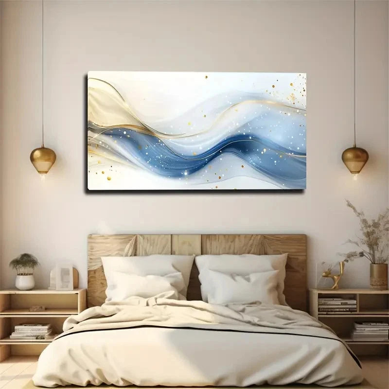 Modern Bohemian Abstract Wavy Wall Art Canvas Office Home Room Framed 120x60cm
