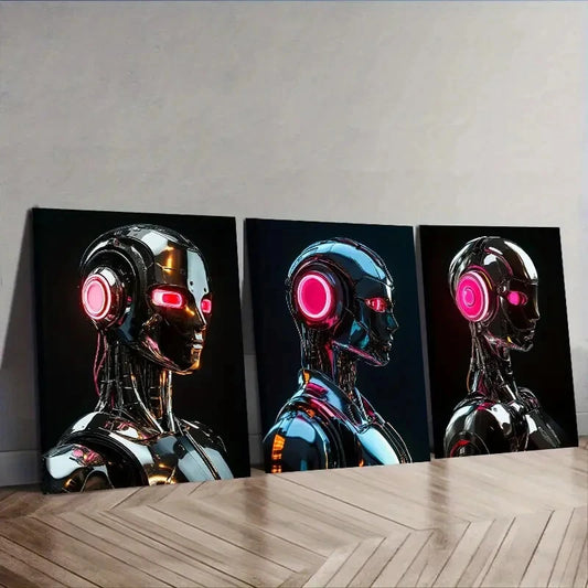 3pcs Astronauts on the moon (19) Wall Art Set Canvas Framed 40x60cm - High Quality Print 100% Australian Made Wall Canvas Ready to Hang