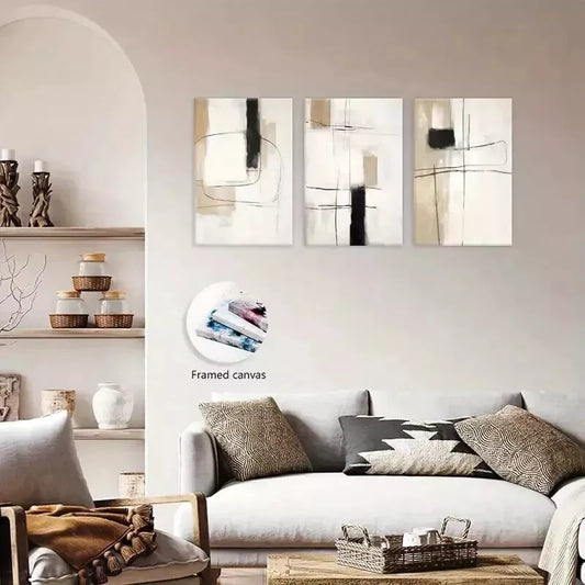 3pcs Modern Abstract Wall Art, Minimalist Cloth Wall Art Set Canvas Framed 50x70cm - High Quality Print 100% Australian Made Wall Canvas Ready to Hang