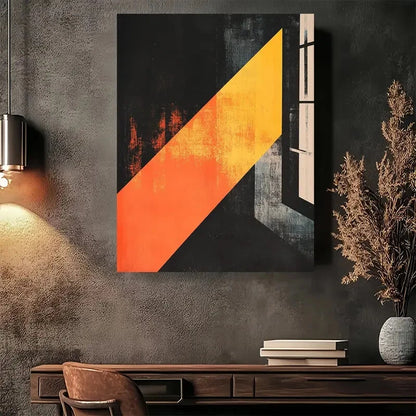 Beautiful Vibrant Yellow & Orange Diagonal Stripes 40x60cm Metal Print Ready to Hang - Bella Home Decor