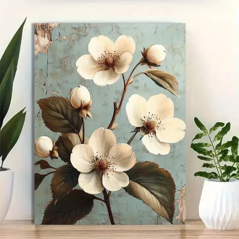 Beautiful Vintage Strawberry Blossom Painting 60x90cm Metal Print Ready to Hang