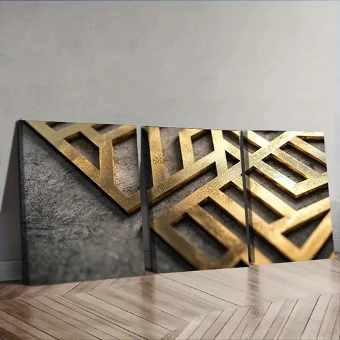3pcs Complex Geometric Pattern Wall Art Canvas Unframed - High Quality Print 100% Australian Made Wall Canvas - Bella Home Decor