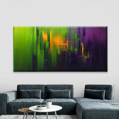Abstract Green Purple Golden Wall Art Canvas Office Home Room Framed 120x60cm