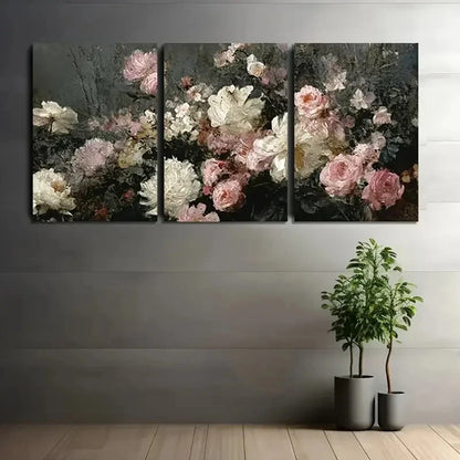 3pcs Painting Array Of Flowers Including Wall Art Set Canvas Framed 60x90cm - High Quality Print 100% Australian Made Wall Canvas Ready to Hang