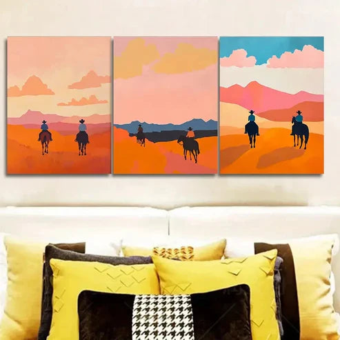 3pcs Free cowboy Wall Art Set Canvas Unframed - High Quality Print 100% Australian Made Wall Canvas - Bella Home Decor