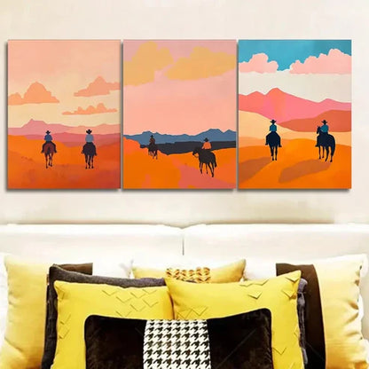 3pcs Free cowboy Wall Art Set Canvas Unframed - High Quality Print 100% Australian Made Wall Canvas - Bella Home Decor