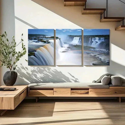 3pcs Iguazu Falls Argentina Natural Wall Art Canvas Unframed - High Quality Print 100% Australian Made Wall Canvas