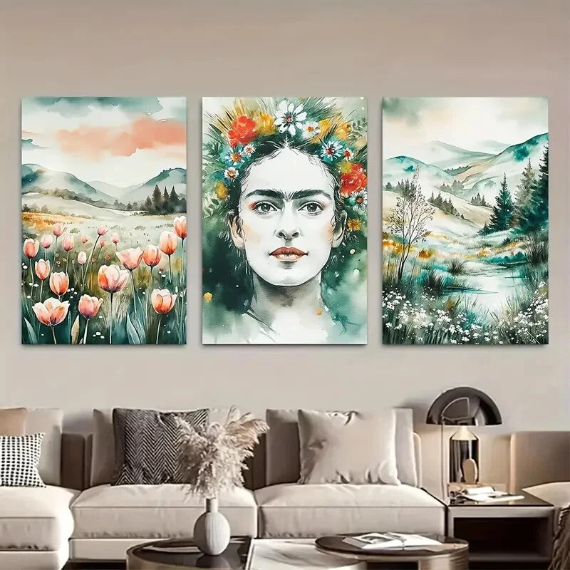 3pcs Vibrant Nature Scenery with Florals Design Metal Print Ready to Hang Art - Bella Home Decor