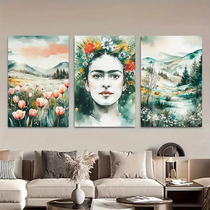 3pcs Vibrant Nature Scenery with Florals Design Metal Print Ready to Hang Art - Bella Home Decor
