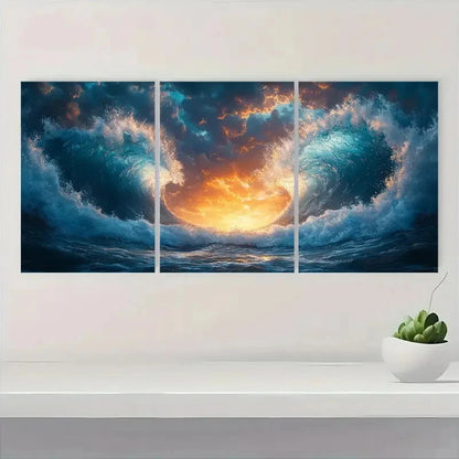 3pcs Underwater Scene Blue Ocean Aesthetic Metal Print Ready to Hang Art