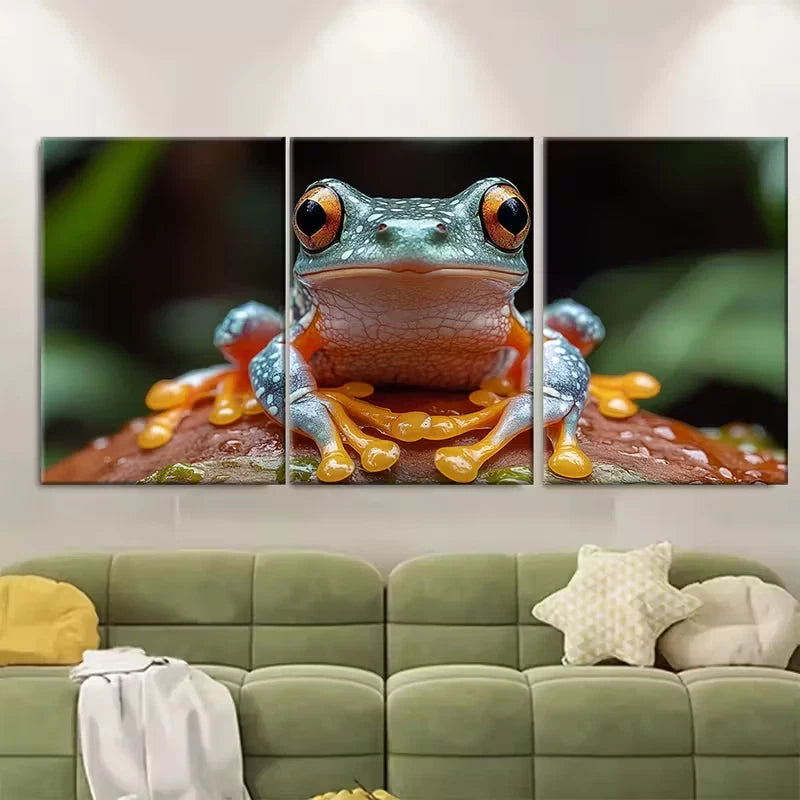 3pcs Portrait of a Tree Frog Metal Print Ready to Hang Art