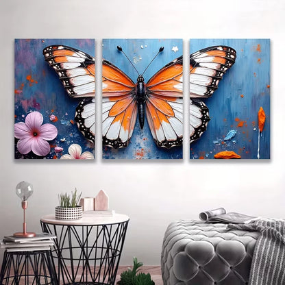 3pcs Featuring Butterflies And Flowers Metal Print Ready to Hang Art - Bella Home Decor