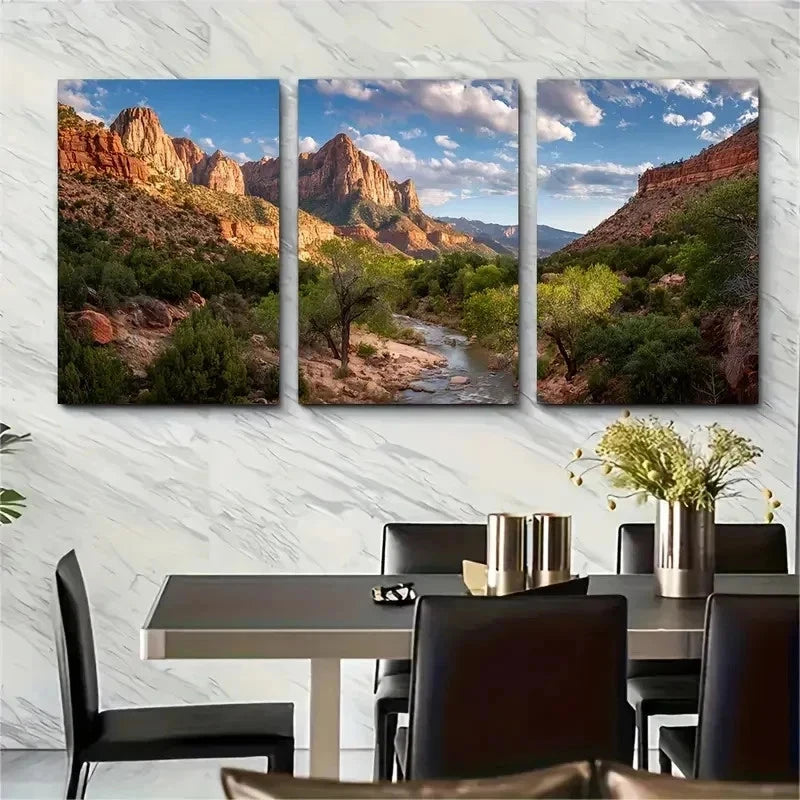 3pcs Utah National Parks Posters Set Perfect Wall Art Set Canvas Framed 50x70cm - High Quality Print 100% Australian Made Wall Canvas Ready to Hang