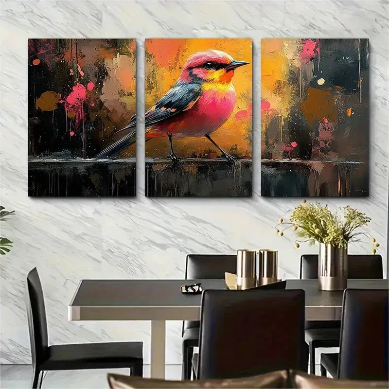 3pcs Pink Tribal Birds Abstract LI  Wall Art Set Canvas Framed 40x60cm - High Quality Print 100% Australian Made Wall Canvas Ready to Hang - Bella Home Decor