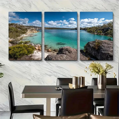 3pcs Lake Mckenzie Travel Print Australia Wall Art Set Canvas Framed 40x60cm - High Quality Print 100% Australian Made Wall Canvas Ready to Hang