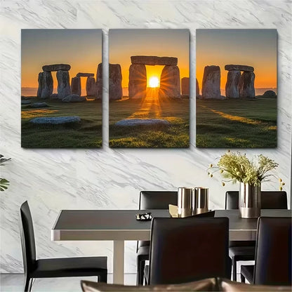 3pcs Stonehenge Sunrise Metal Print Ready to Hang Art