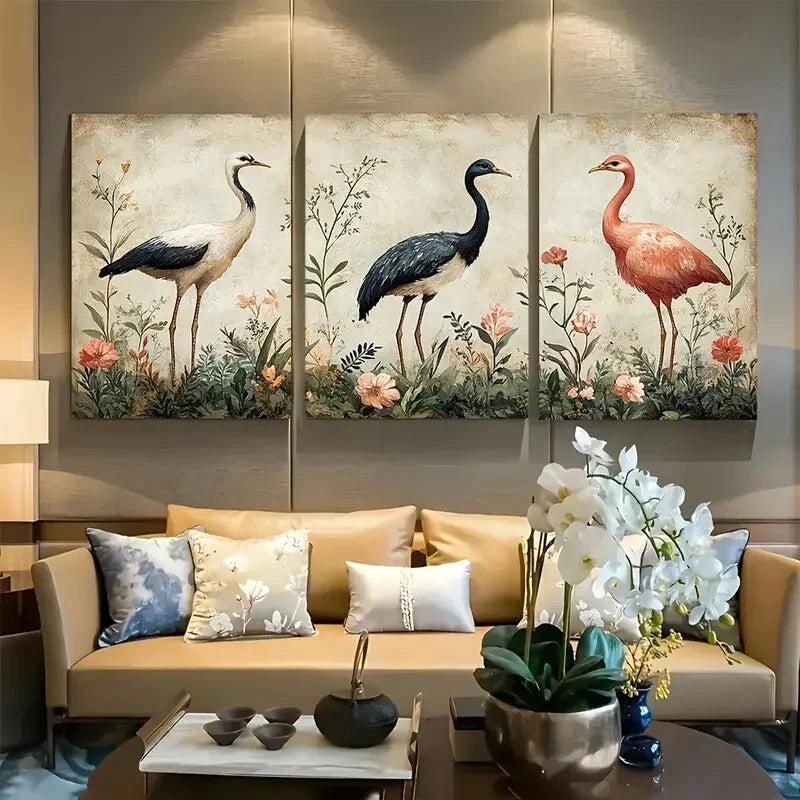 3pcs Botanical and Wildlife Rustic Nature Florals Metal Print Ready to Hang Art - Bella Home Decor